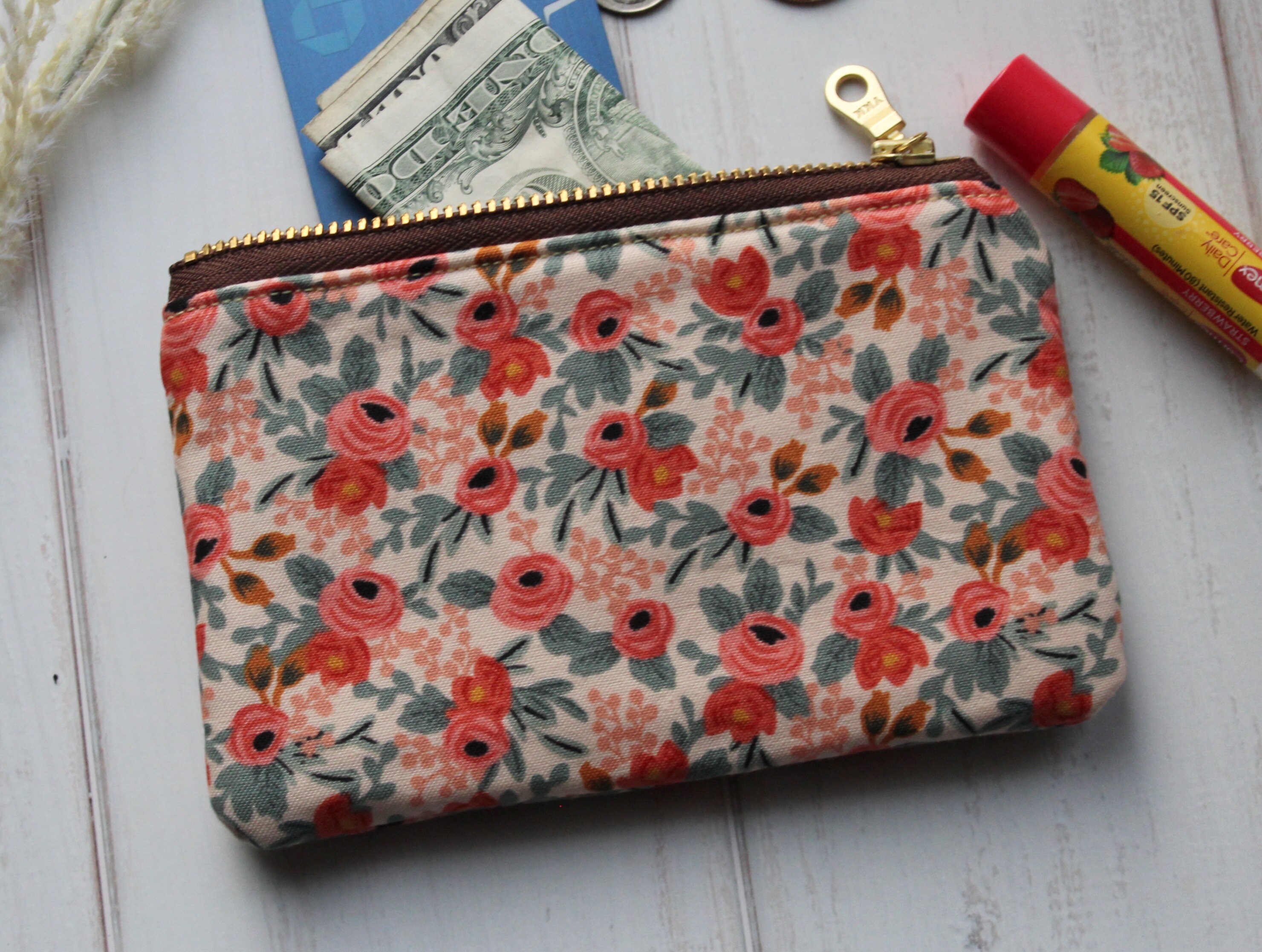 Small Zipper Pouch, Fabric Coin Purse, Rifle Paper Co Floral