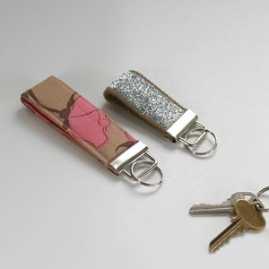 Silver Key Chain /Glitter Key Fob /Fabric Key Fob/ Nurse Keychain / Key Wristlet /Graduation Gifts/ Bridal Gift /Wristlets/ Mothers Day Gift