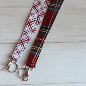 Red Plaid Lanyard, Plaid Lanyard, Coach Lanyard, Teacher Lanyard, Fabric Lanyard, Badge Lanyard, Lanyard for Keys, Neck Lanyard, ID Lanyard