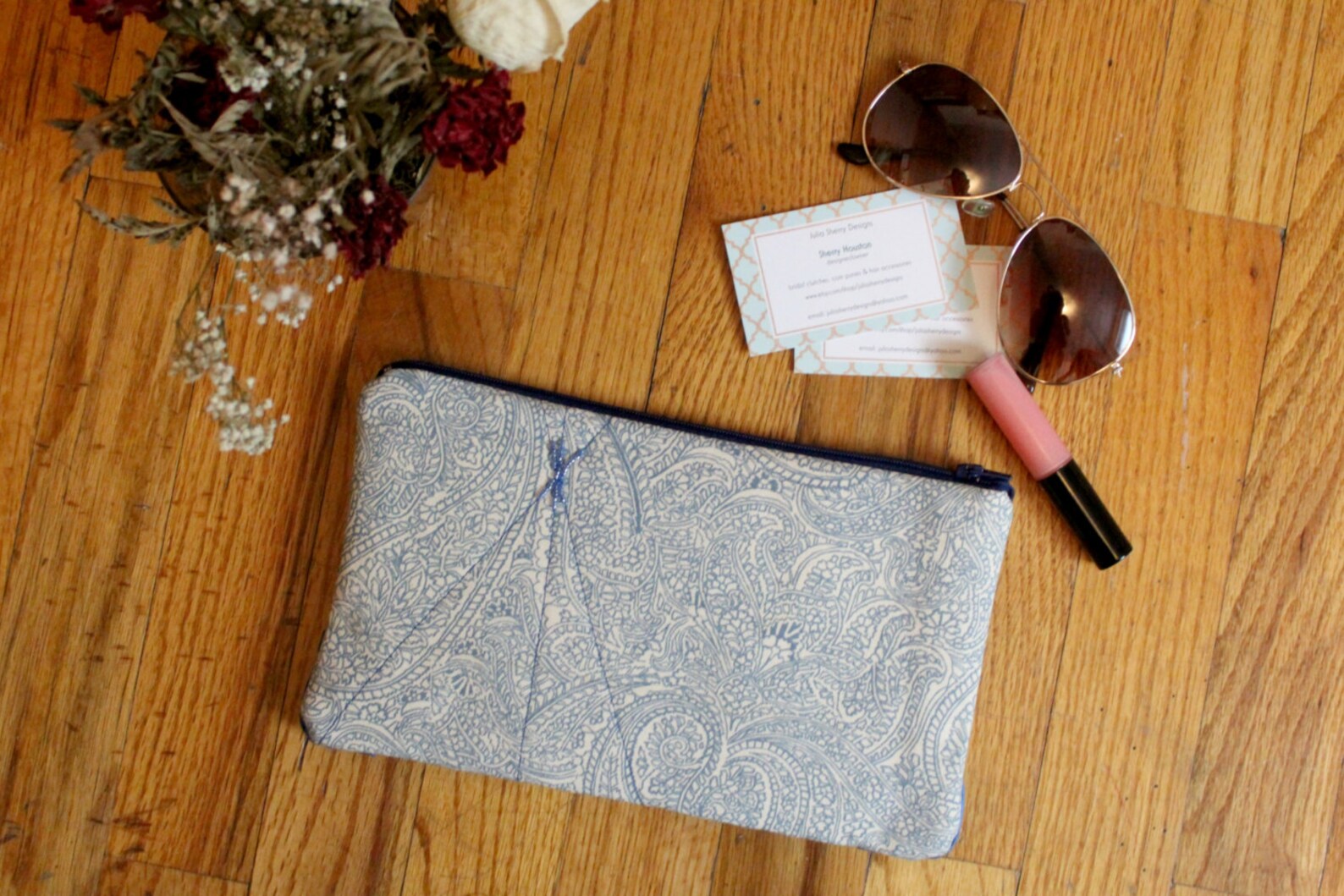Zipper Clutch Zipper Pouch Blue Zipper Clutch Zipper Purse Etsy