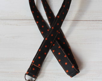 Halloween Lanyards, Polka Dots Lanyards, Orange Dots Lanyard, Spooky Keychain Lanyard, Teacher Lanyards, Nurse Lanyards, Ready to Ship,Gifts