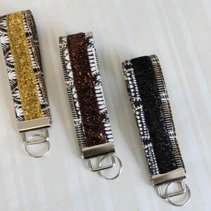 Brown Key Chain / Gold Key Fob / Set of Three Key Chains /Teacher Key Fobs/ Nurse Key Fob /Key Wristlet /Gifts for Under 20/ Holiday Gifts