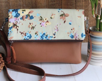 Crossbodytas met bloemen, groene en blauwe crossbodytas, casual crossbody-tas, dagelijkse portemonnee, hobo-handtas, reistas boho-tas, cadeaus voor 50 personen