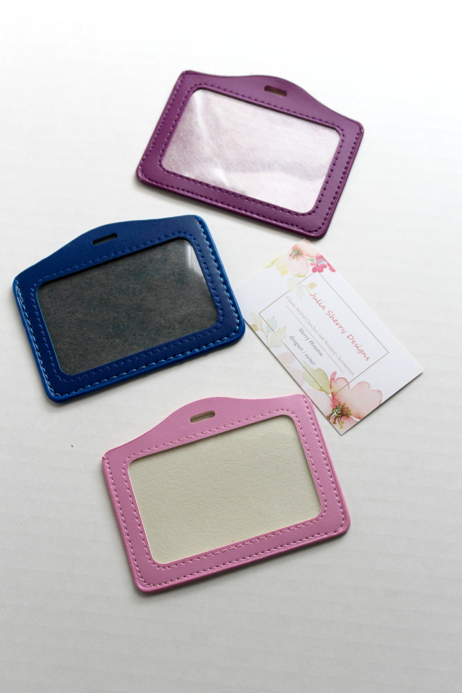 Badge ID Holder / Pink Vinyl Holder / Blue ID Badge / Vinyl Etsy