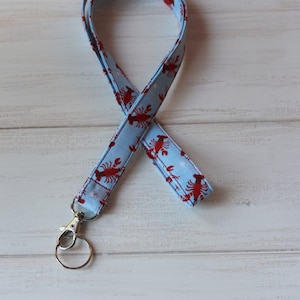 Blue Lanyard, Red Lobster Lanyard, Key Lanyard, ID Badge Holder, Nurse Keychain Lanyard, Teacher Lanyard, Pretty Lanyard, Gifts Under 10