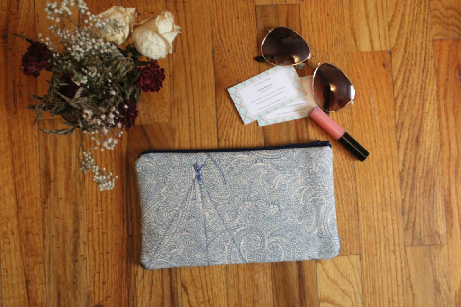 Zipper Clutch Zipper Pouch Blue Zipper Clutch Zipper Purse Etsy