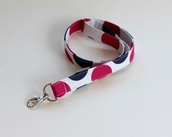 Polka Lanyard /Pink and Blue Dots Lanyards / ID Badge Holder / Cute Lanyards /Keychains/ Nurse Lanyards /Fabric Lanyards/Gifts for Under 10
