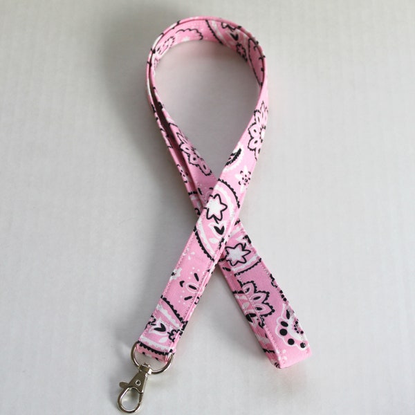 Pink Lanyard / Boho Lanyards / ID Badge Holder /Cute Lanyard/ Paisley Keychain / Pretty Lanyards / Fabric Lanyards / Bohemian Lanyard