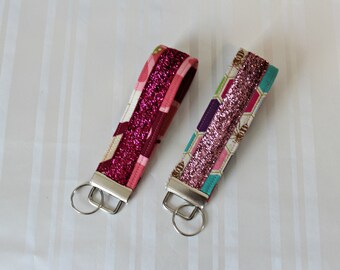 Red Key Chain / Pink Key Fob /Teacher Key Fobs/ Nurse Key Fob / Key Wristlet /Gifts for Under 20 / Bridal Gifts / Holiday Gifts