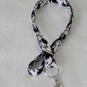 Schwarz weiß Schlüsselband / Damast Druck Schlüsselband / Schlüsselanhänger Schlüsselband/ID Badge Halter/Schlüsselanhänger Schlüsselband /Teacher Schlüsselband/Krankenschwester Schlüsselbänder/Geschenk für unter 10