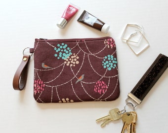 Brown Wristlet, Zipper Clutch, Zipper Pouch, Boho Wristlet, Clutch Wallet, iPhone Case, iPhone Wristlet, Gifts for Her, Bridesmaids Gifts