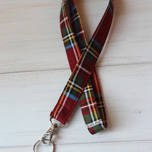 Red Plaid Lanyard, Red and Blue Lanyard, ID Badge Lanyard, Teacher Lanyard, Nurse Lanyard, Fabric Lanyard, Neck Lanyard, Lanyard for Key