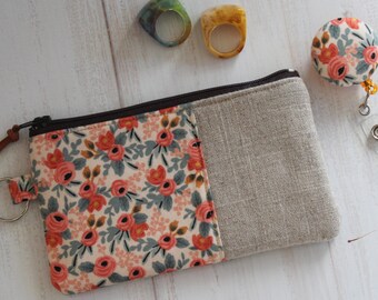 Floral Zipper Pouch, Rifle Paper Pouch, Floral Pouch, Makeup Bag, Cosmetic Pouch, Money Pouch, Cosmetic Bag, Ear Pods Pouch, Gifts under 15