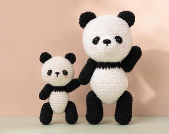 Panda Crochet Pattern PDF: Amigurumi Plush Toy with Poseable Limbs (Digital Download)