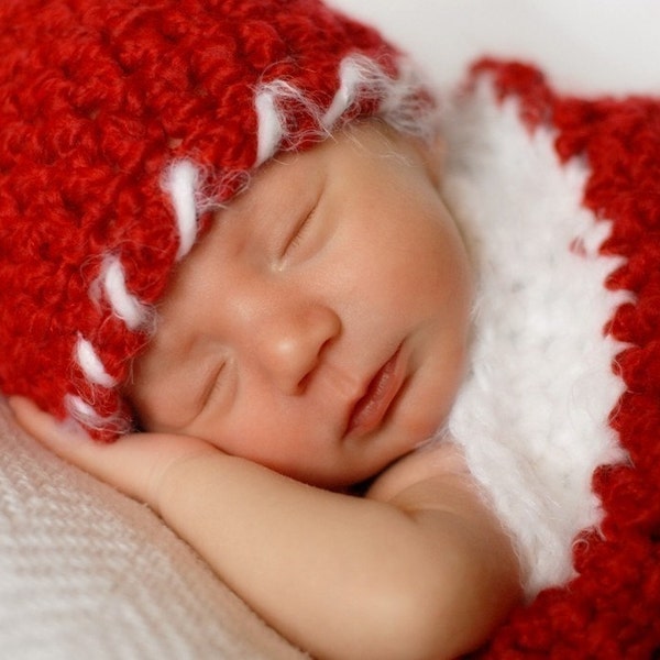 Candy Cane Softee Newborn Hat for Boy to Match Santa Cocoon - HAT ONLY
