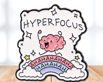 Przypinka z hiperfokusem ADHD, zabawny prezent dla osób z ADHD, przypinka z emalii neuroatypowej, dysfunkcja wykonawcza, humor związany z ADHD, prezent dla osób ze zdrowiem psychicznym