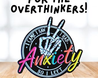 Fck Anxiety Enamel Pin Badge, Funny Anxiety Gift, ADHD & Introvert Humour Pin, Relatable Mental Health Gift