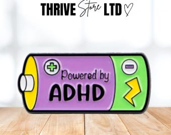 Powered by ADHD Enamel Pin Badge – Funny Gift