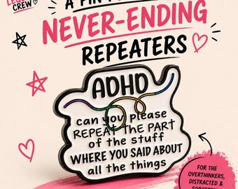 ADHD Funny Distracted Enamel Pin Badge - Funny Gift