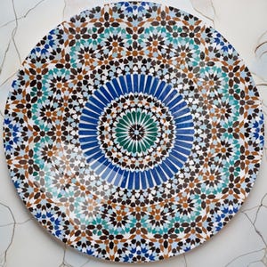 Moroccan Zellige Mosaic Tile, Islamic Geometric Design, Zellij Pattern Wall Art, Tempered Glass Panel, Elegant Home Decor, Mosaic Wall Art