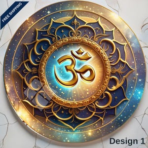Om Sign Glass Wall Art, Spiritual Om Symbol Decor, Yoga Room Wall Hanging, Sacred Om Wall Sign for Home, Meditation Space, Zen Wall Decor