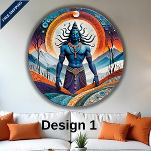 Lord Shiva Tempered Glass Wall Art: Hindu God Yantra Decor