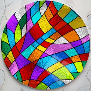 Colorful Tempered Glass Wall Art: Abstract Stained Glass Panel