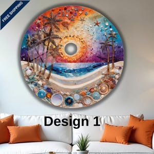 Seashell Tempered Glass Wall Art: Beachy Coastal Home Decor