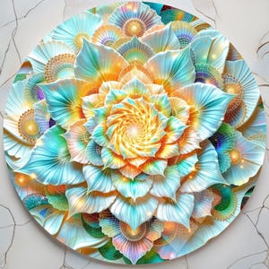 Tempered Glass Wall Art: Abstract Sun Spiral, Stained Glass Look