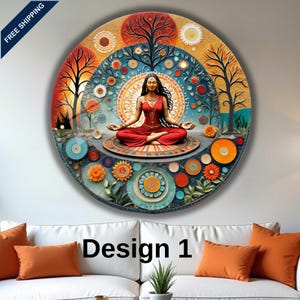 Goddess Durga Tempered Glass Wall Art: Hindu Spiritual Decor