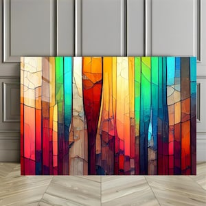 Abstract Stained Glass Tempered Glass Wall Art: Geometric Home Decor