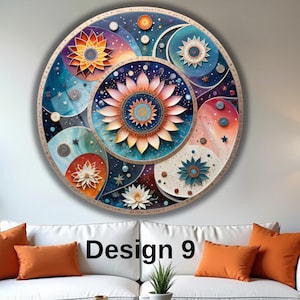 Radiant Blooming Lotus Mosaic Wall Art, Vibrant Mandala Glass Decor, Colorful Abstract Boho Style Accent for Spiritual Modern Home Interiors