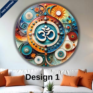 Om Sign Wall Art, Om Symbol Wall Decor, Spiritual Om Wall Hanging, Om Wall Sign for Home, Yoga Room Decor, Sacred Om Symbol Glass Wall Art