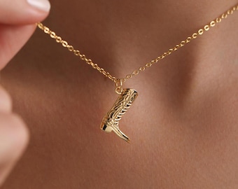 Gold Plated Tiny Cowboy Girl Necklace, Rodeo Necklace, Western Necklace, Cowgirl Necklace, Gift for her, Christmas Gift, Fun Jewelry Gift