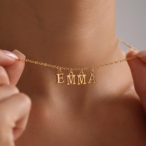 Custom Name Necklace, Minimalist Initial Name Necklace, Gold Name Necklace, Christmas Gift, Personalized Gift, Gift for her, Mothers Day