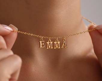 Custom Name Necklace, Minimalist Initial Name Necklace, Gold Name Necklace, Christmas Gift, Personalized Gift, Gift for her, Mothers Day