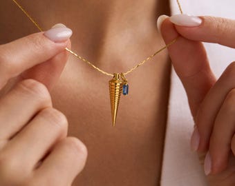 Gold Plated Custom Spike Pendant Necklace, Tiny Spike Necklace, Talisman Necklace, Protection Necklace, Gift for her, Christmas Gift