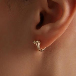 Gold Plated Pave Cobra Snake Huggie Hoop Earrings, Pave Snake Earrings, Animal Earrings, Perfect Gift for her, Minimalist Everday Earrings