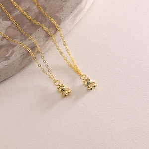 Gold Plated Minimalist Bear Necklace, 3D Puff Bear Necklace, Mini Tiny Bear Necklace, Animal Necklace, Gift for her, Christmas Gift, Gifts