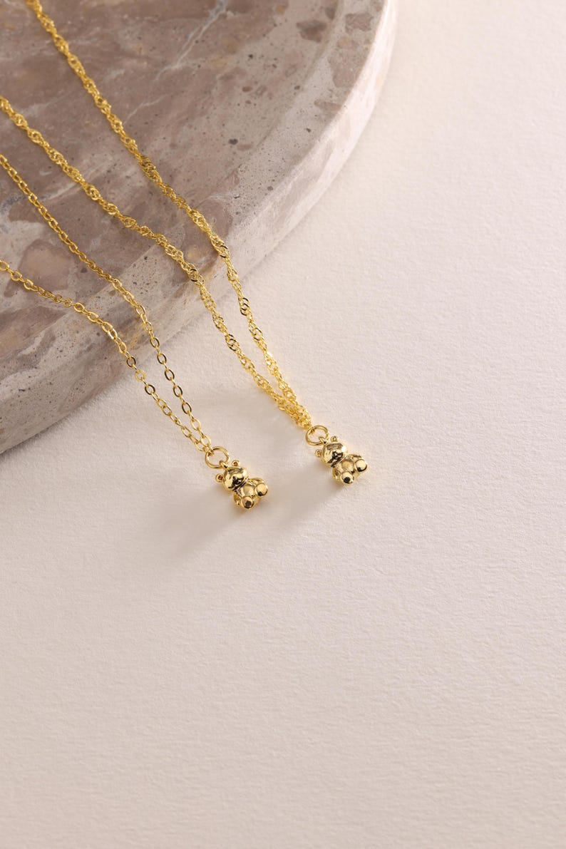 Gold Plated Minimalist Bear Necklace, 3D Puff Bear Necklace, Mini Tiny Bear Necklace, Animal Necklace, Gift for her, Christmas Gift, Gifts