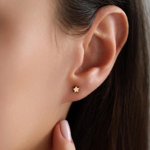 18K Gold Plated Minimalist Star Stud Earrings, Gold Star Earrings, Minimalist Basic Earrings for Everyday, Women Earrings, Gift for her
