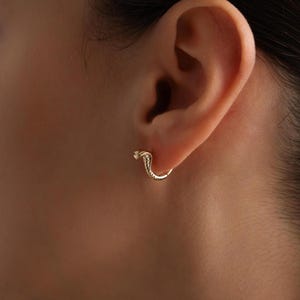 Gold Plated Pave Cobra Snake Huggie Hoop Earrings, Pave Snake Earrings, Animal Earrings, Perfect Gift for her, Minimalist Everday Earrings