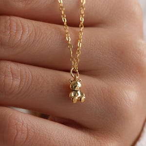 Gold Plated Minimalist Bear Necklace, 3D Puff Bear Necklace, Mini Tiny Bear Necklace, Animal Necklace, Gift for her, Christmas Gift, Gifts