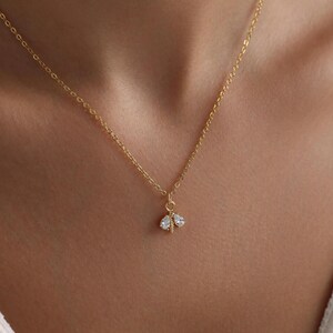 Gold Leaf with Bee Pave Crystal Necklace