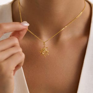 Gold Plated Spiral Sun Necklace, Sunburst Necklace, Summer Jewelry, Celestial Necklace, Pendant Necklace, Christmas Gift,  Everyday Necklace