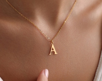 Personalized Dainty Initial Necklace, Gold Letter Necklace, Tiny Initial Necklace, Personalized Gift, Gift for her, Christmas Gift, Mom Gift
