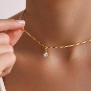 Gold Plated Birthstone Necklace, Personalized Dainty Birthstone Necklace, Round Birthstone Necklace, Mom Gift, Gift for her, Christmas Gift