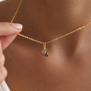 Gold Plated Tiny Cherry Pave Necklace, Cute Cherry Necklace, Fruit Necklace, Cherry Jewelry, Gift for her, Christmas Gift, Everyday Necklace