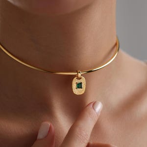 Gold Plated Birthstone Choker Necklace, Birthstone Cuff Necklace, Unique Birthstone Necklace, Mom Gift, Gift for her, Christmas Gift