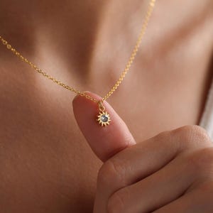 Gold Mini Sun Pave Necklace, Tiny Sunburst Necklace, Everyday Necklace, Celestial Necklace, Gift for her, Christmas Gift, Mom Gift